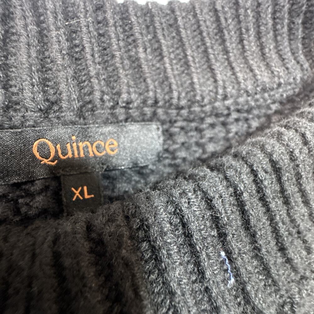 Quince 100% Organic Cotton Cropped Cable Crew Sweater Black Size XL - Picture 2 of 7
